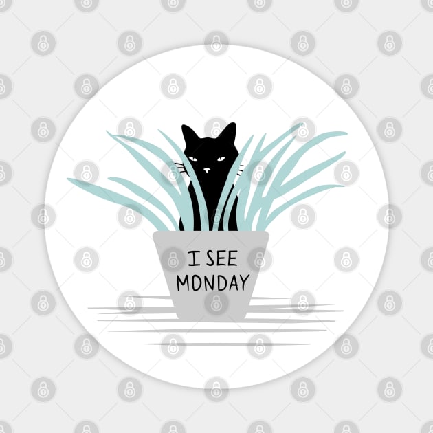 Urgent Cat News: I See Monday Magnet by runcatrun